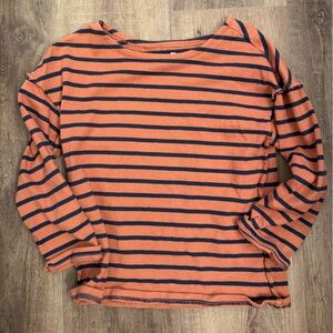 Madewell Orange and Black Striped Top
